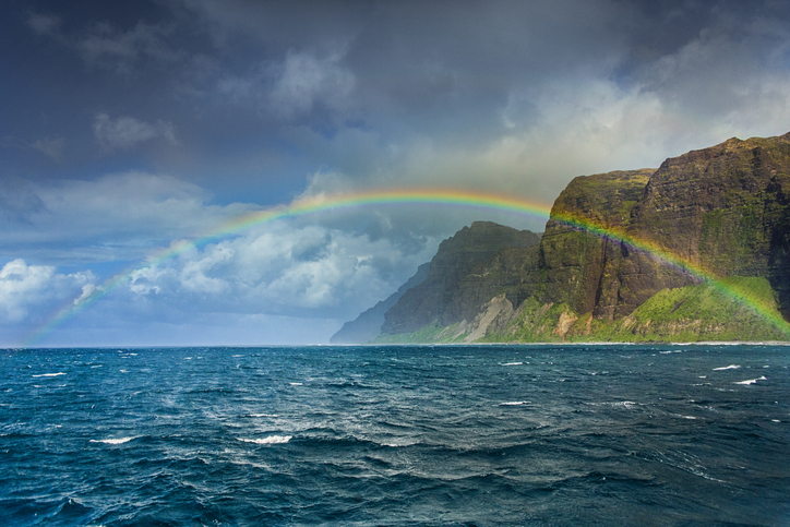 kauai during winter with rainbow