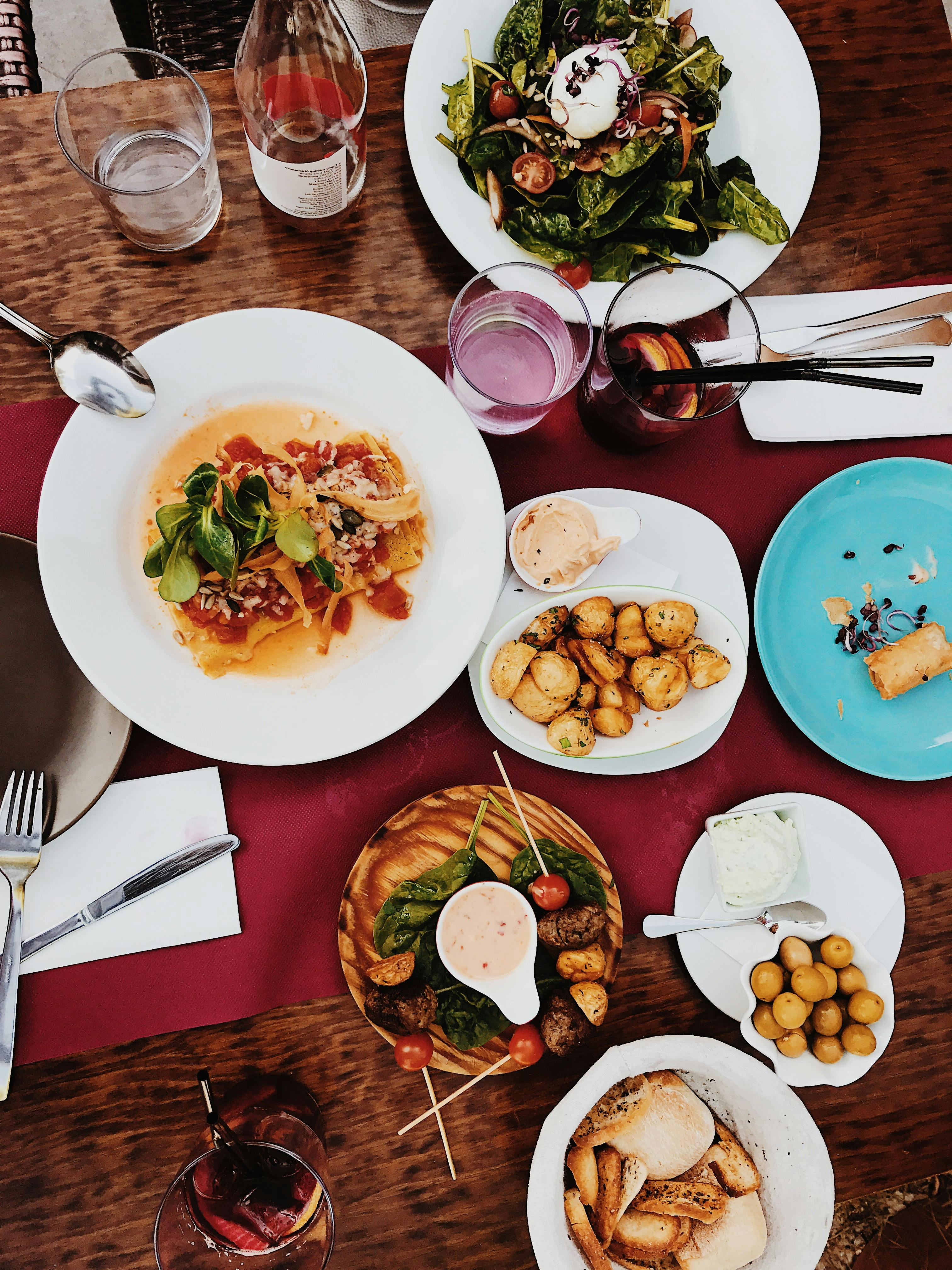 over head view of food served at best restaurants in kauai